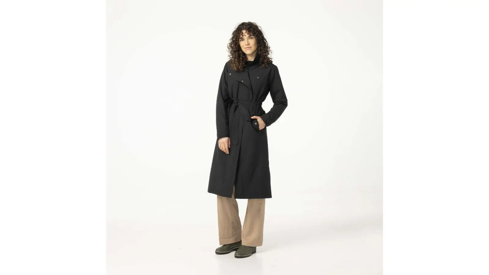 Agu Trench Coat Long Rain Jacket Women Black