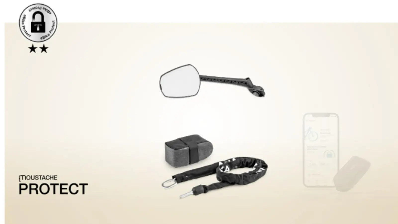Moustache Bikes Pack de sécurité niveau 2 - Rétroviseur / chaine axa block xxl