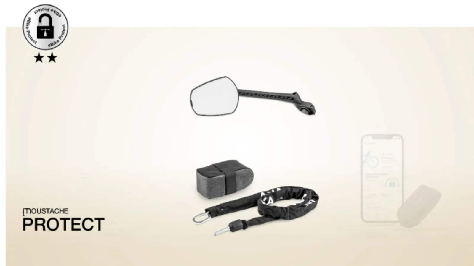 Moustache Bikes Pack de sécurité niveau 2 - Rétroviseur / chaine axa block xxl