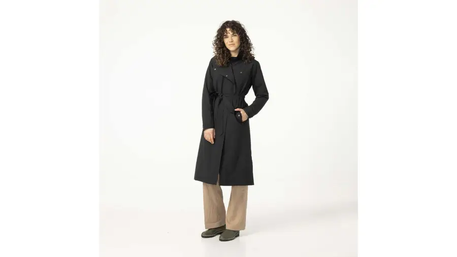 Agu Trench Coat Long Rain Jacket Women Black