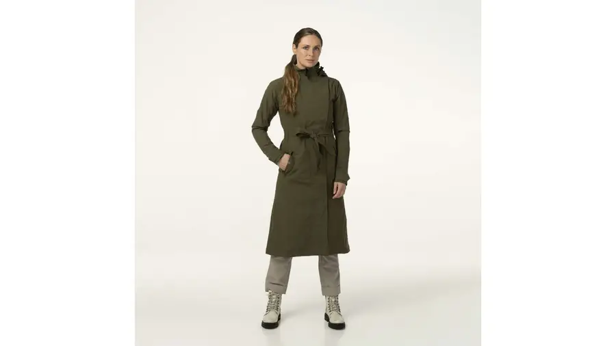 Agu Trench Coat Long Rain Jacket Women Army Green