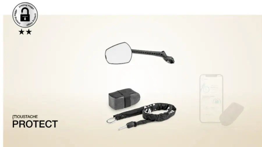 Moustache Bikes Pack de sécurité niveau 2 - Rétroviseur / chaine axa block xxl